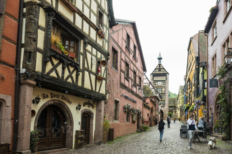 Medieval colourful half-timbered houses