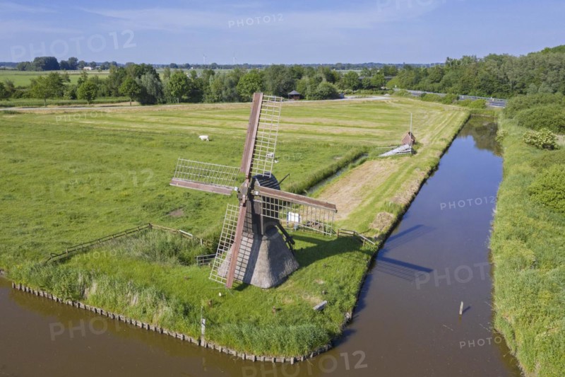Aerial view over brook