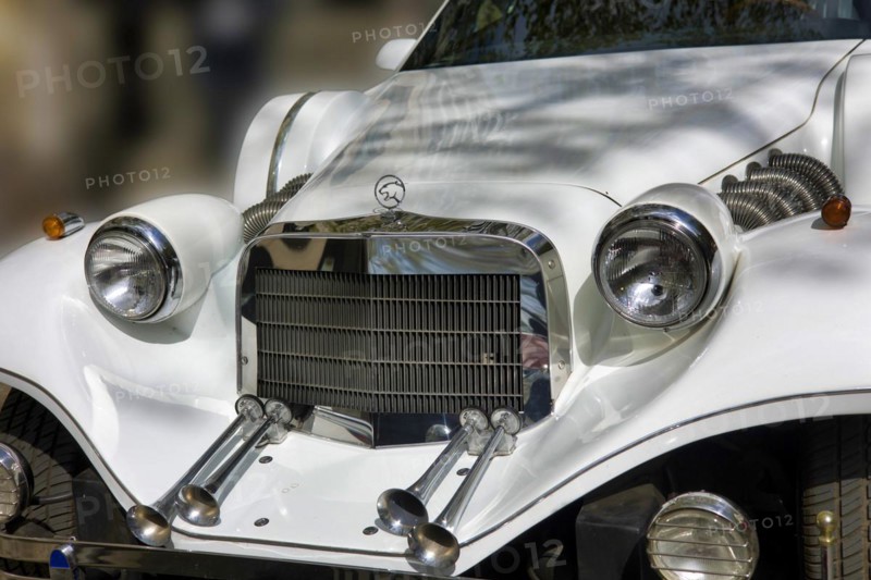 Radiator grille with Cougar logo of the Roadster Phantom by Johnson Motorcar Corp.