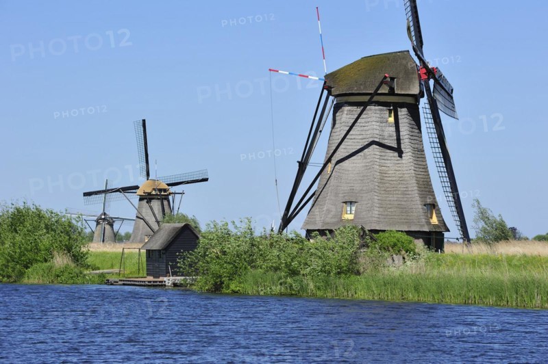 Thatched polder windmills at Kinderdijk