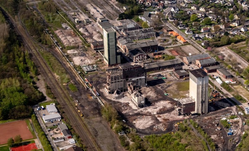 Aerial view of the deconstruction of the former Westerholt colliery on Egonstrasse