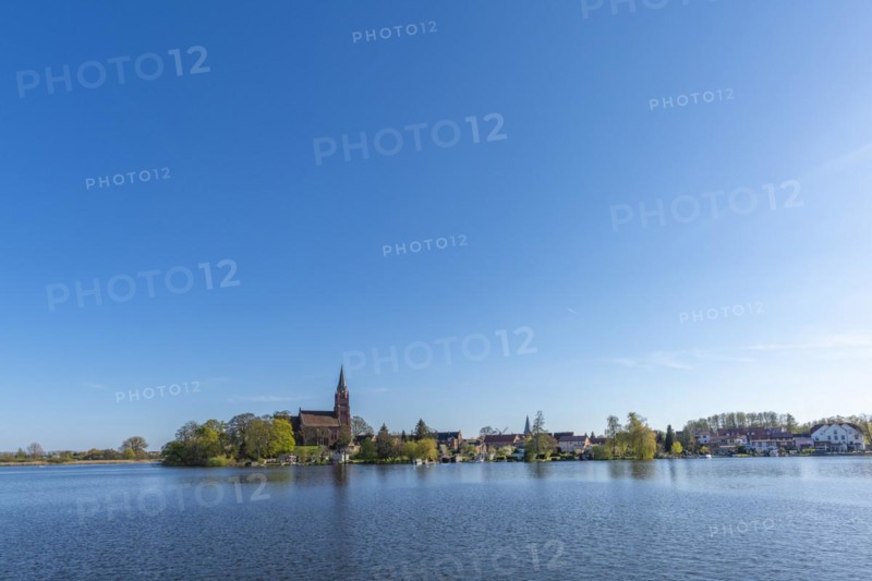 Town view Roebel with church St. Marien
