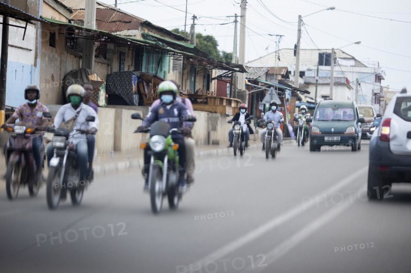 Street scene with motorbikes in Lome