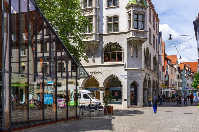 Street scene and former bank building of the Wuerttembergische Landesbank