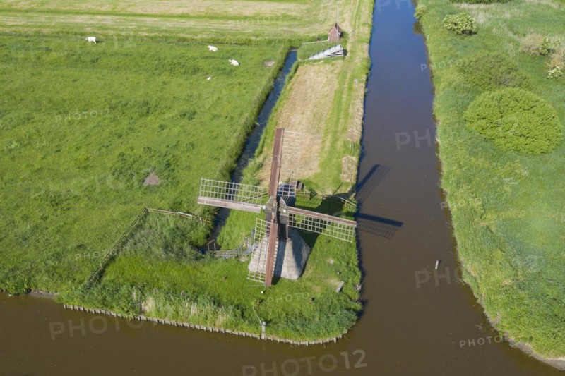 Aerial view over brook