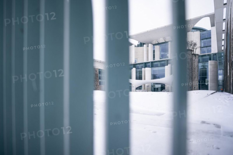 Federal Chancellery in winter in Berlin