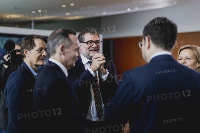 (L-R) Karl Lauterbach (SPD), Federal Minister of Health, Volker Wissing (FDP), Federal Minister of Transport and Digital Affairs, Wolfgang Schmidt (SPD), Head of the Federal Chancellery, Marco Buschmann (FDP), Federal Minister of Justice, and Nancy Faeser (SPD), Federal Minister of the Interior and Home Affairs, recorded during the weekly cabinet meeting in Berlin, 24.05.2023., Berlin, Germany, Europe