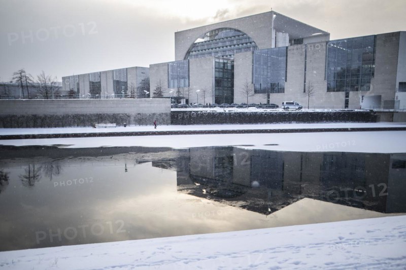 The Federal Chancellery in front of the Federal Government-Laender on the further procedure of the Corona restrictions