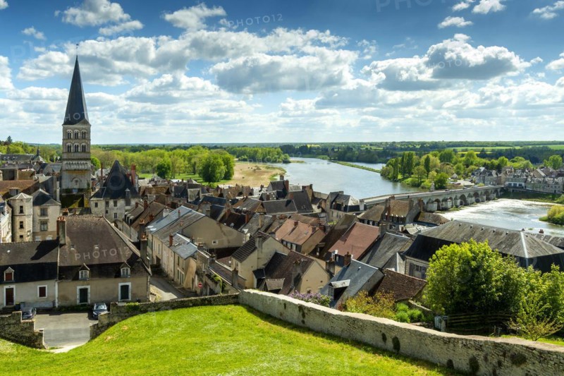 La Charite-sur-Loire. View on the city and river Loire. Nievre department. Bourgogne-Franche-Comte. France