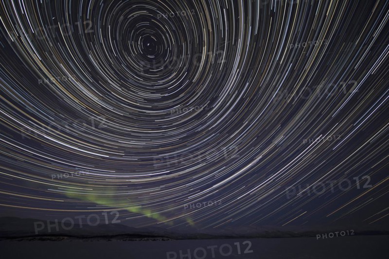 Star trails over Lake Tornetraesk