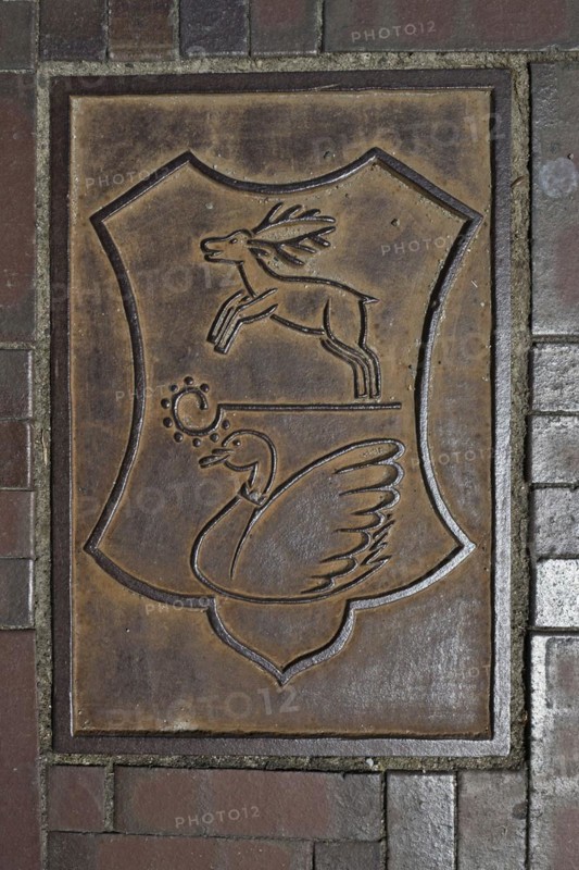 Metal plate with relief inlaid in clinker