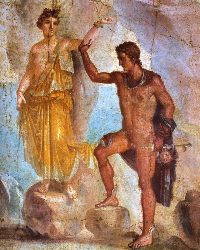 Wall painting from Pompeii from the Casa Dei Dioscuri with a depiction of Perseus and Andromeda