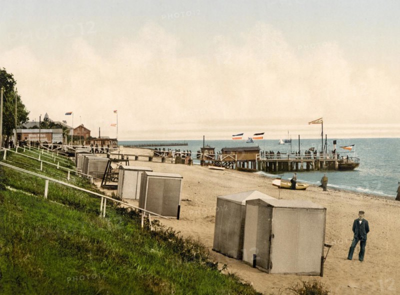 Landing pier and beach of Wyk on the island of Föhr