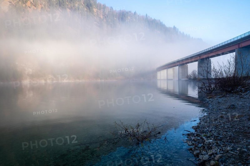 Sylvenstein Bridge in the fog