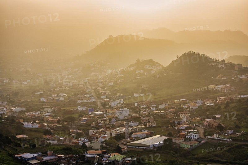 View from Mirador de Jardina of a mountain village in the valley