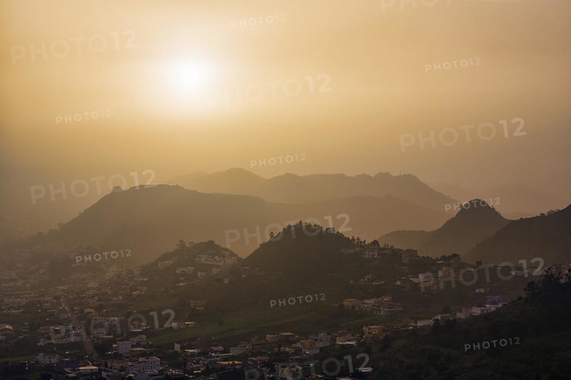 View from Mirador de Jardina on a mountain village in the valley