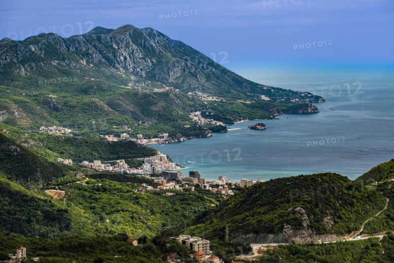 View of Budva with Sveti Stefan