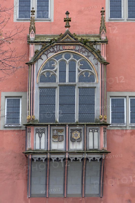 Gothic ornamental bay window from 1530 at the Schöffenhaus