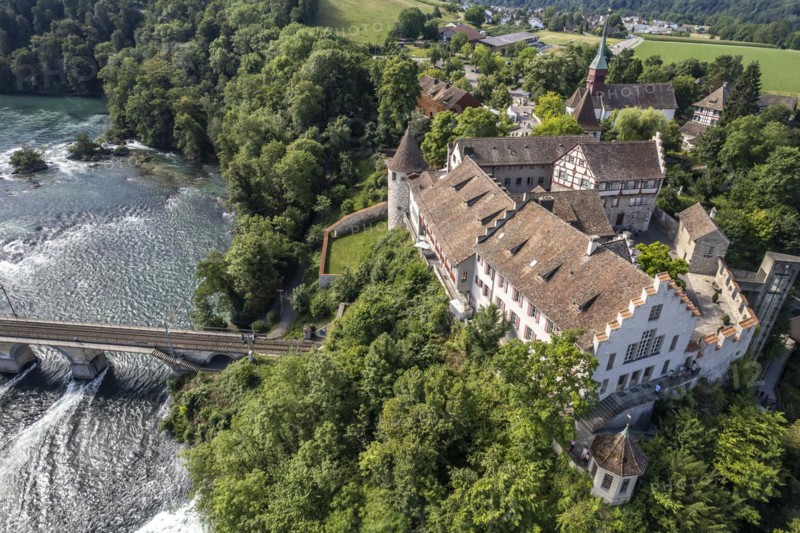 Schloss Laufen and Rhine Falls Bridge near Neuhausen am Rheinfall