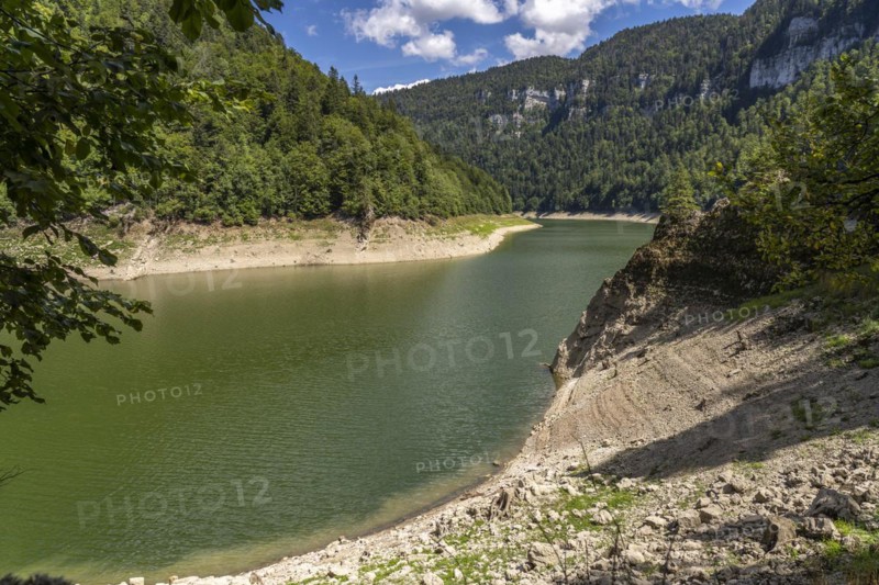 The Doubs reservoir Lac des Moron between Switzerland and France