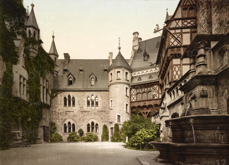 The inner castle courtyard in Wernigerode in the Harz Mountains