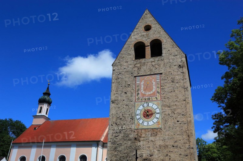 Sundial and modern tower clock