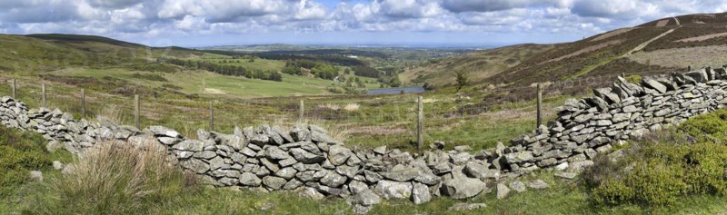 Dry stone wall and reservoir at Moel Famau