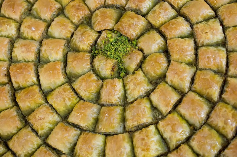 Turkish traditional national desserts Baklava as background