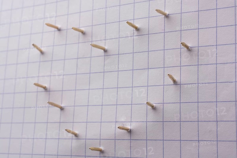 Nails make hole on paper forming a heart shape