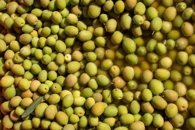 Turkish style prepared olives in the market stands