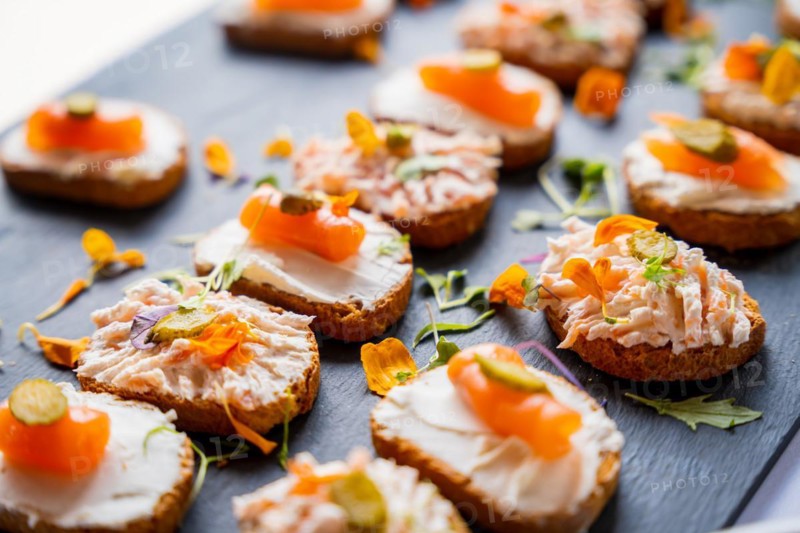 Food from a skewered salmon event