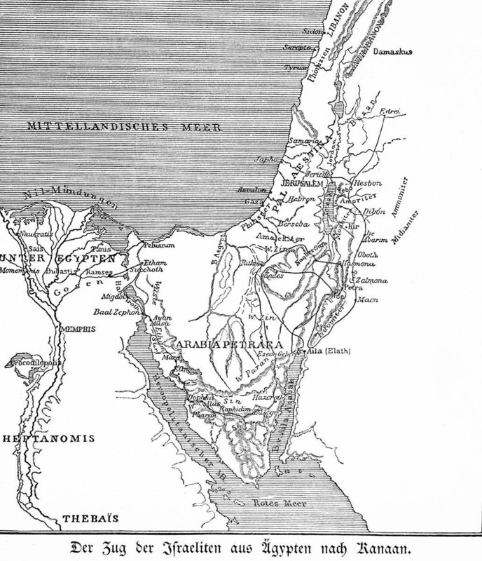 The migration of the Israelites from Egypt to Canaan