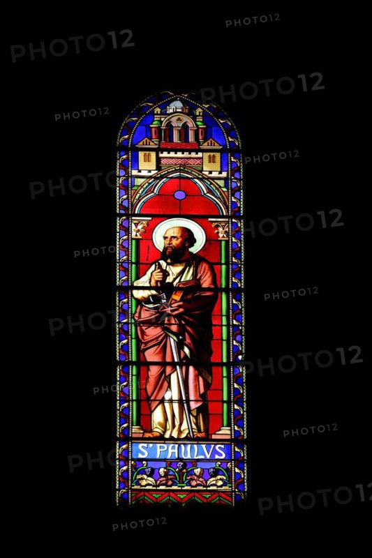 Stained glass window with Paul of Saint-Dame-du-Bon-Remède Church
