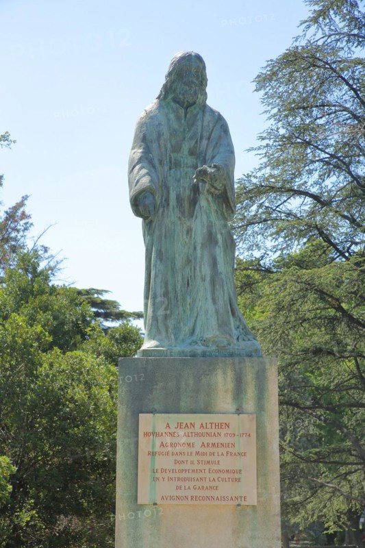 Statue and monument to French agronomist Jean Althen