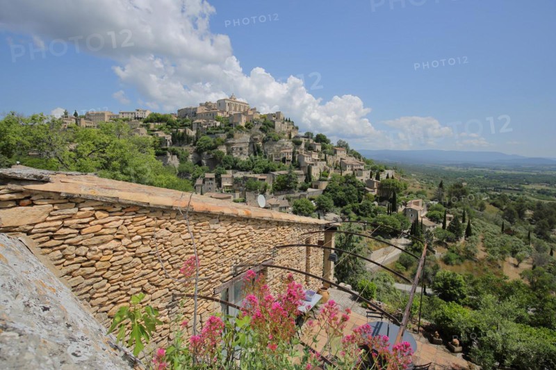 View of townscape from mountain village Gordes
