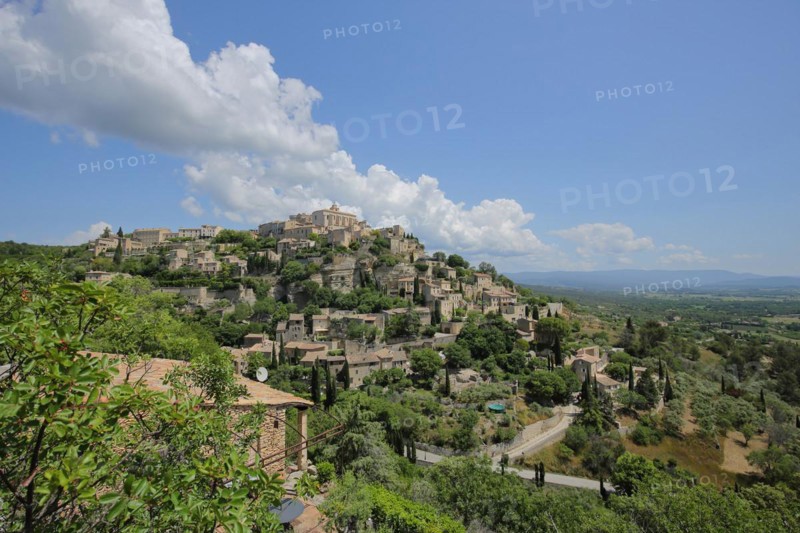 View of townscape from the mountain village of Gordes