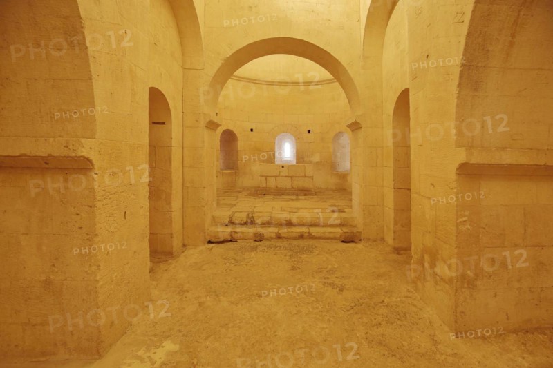 Interior view of the Romanesque monastery church Abbaye de Montmajour
