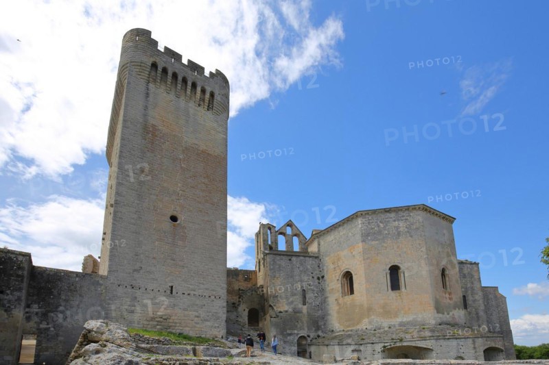 Inner courtyard with tower of the Romanesque monastery Abbaye de Montmajour