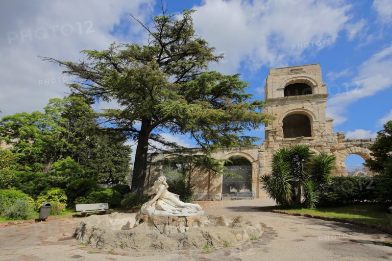 La fontaine de Niobé ornamental fountain with figure of Niobe in the Jardin d'été and Roman amphithéâtre
