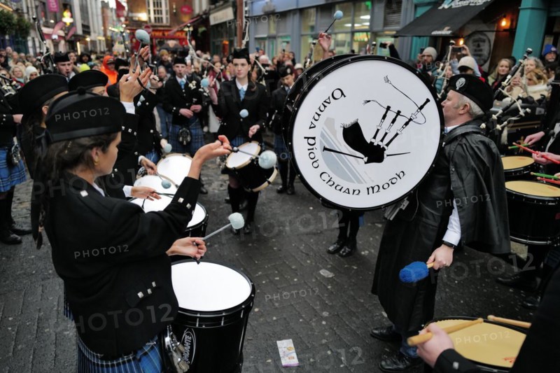 Members of the Clew Bay Pipe Band performing traditional tunes during the week of Tradfest 2023