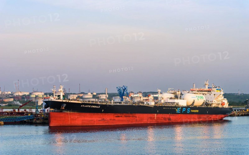 Sunrise over Gas tankers and Esso Oil Terminal