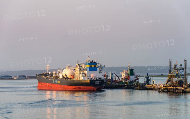 Sunrise over Gas tankers and Esso Oil Terminal