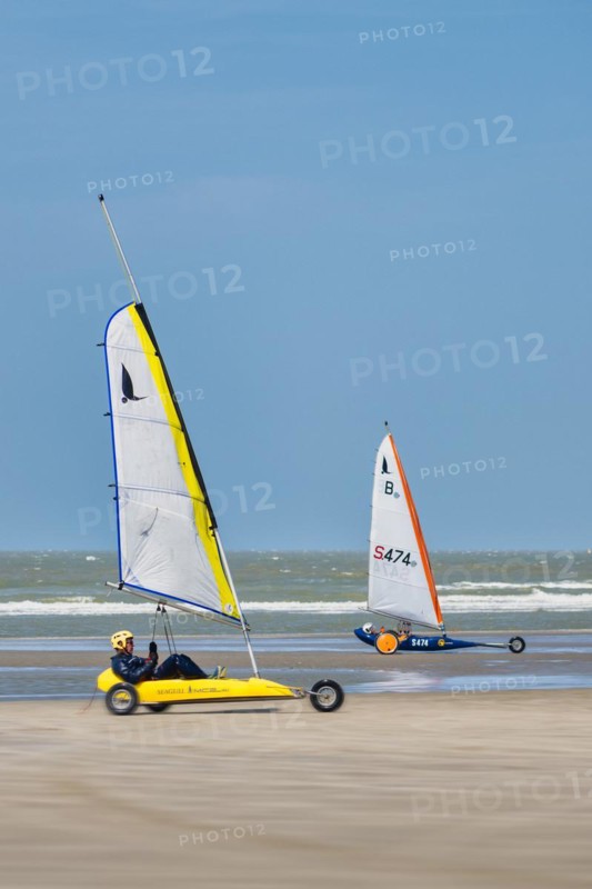 Beach sailors on the beach of De Panne