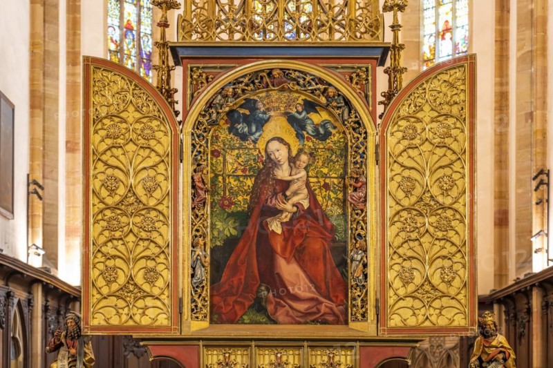 Madonna in the Rosary by Martin Schongauer in the interior of the Dominican Church in Colmar