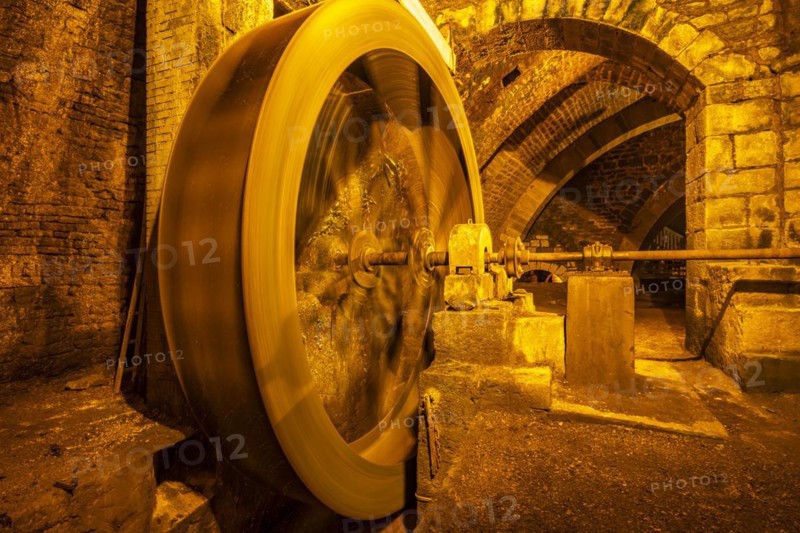 Water wheel in the gallery of the Great Saltworks of Salins-les-Bains