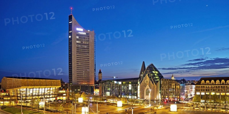 City-Hochhaus with Gewandhaus and Paulinum - Aula and University Church of St Pauli