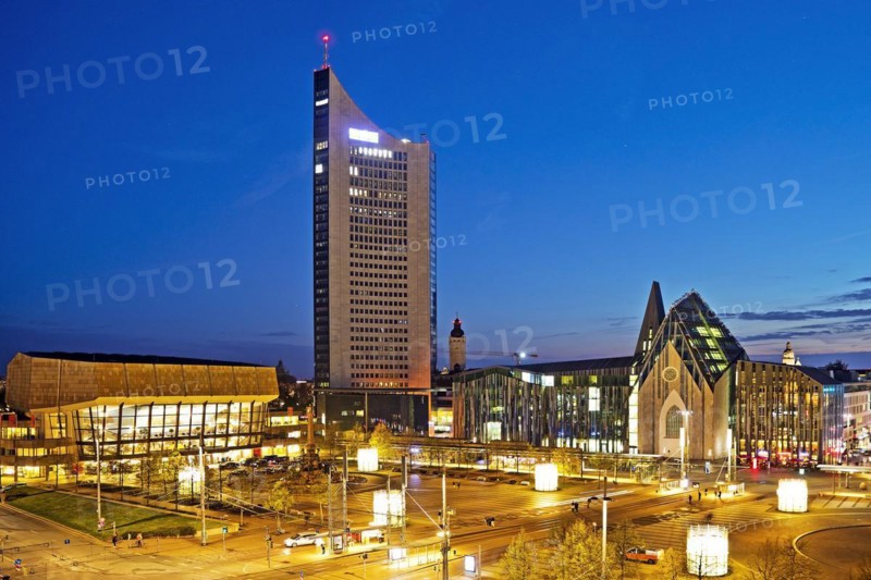 City-Hochhaus with Gewandhaus and Paulinum - Aula and University Church of St Pauli