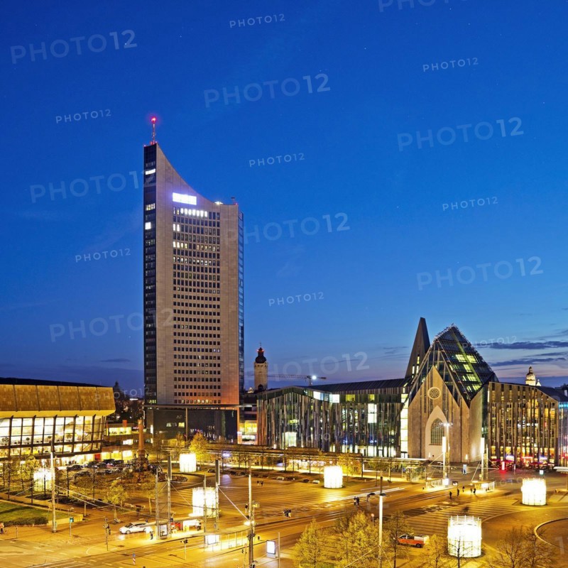City-Hochhaus with Gewandhaus and Paulinum - Aula and University Church of St Pauli