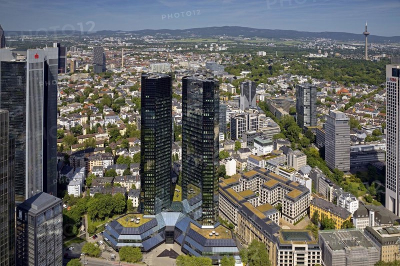 Deutsche Bank's twin towers seen from the MainTower