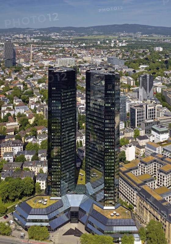 Deutsche Bank's twin towers seen from the MainTower